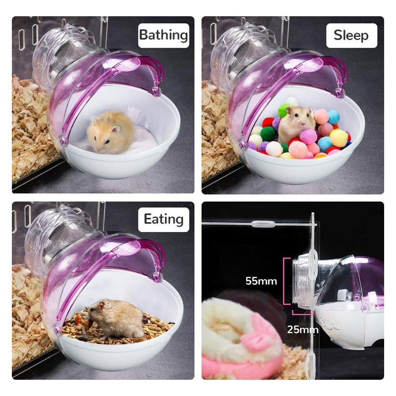 CHUQIANTONG Hamster Bathroom Small Animal Sand Bath Container Removable Iron Wire Acrylic Cage Accessories Suitable for Gerbil Syrian Hamster Mouse (Blue) - Image 2